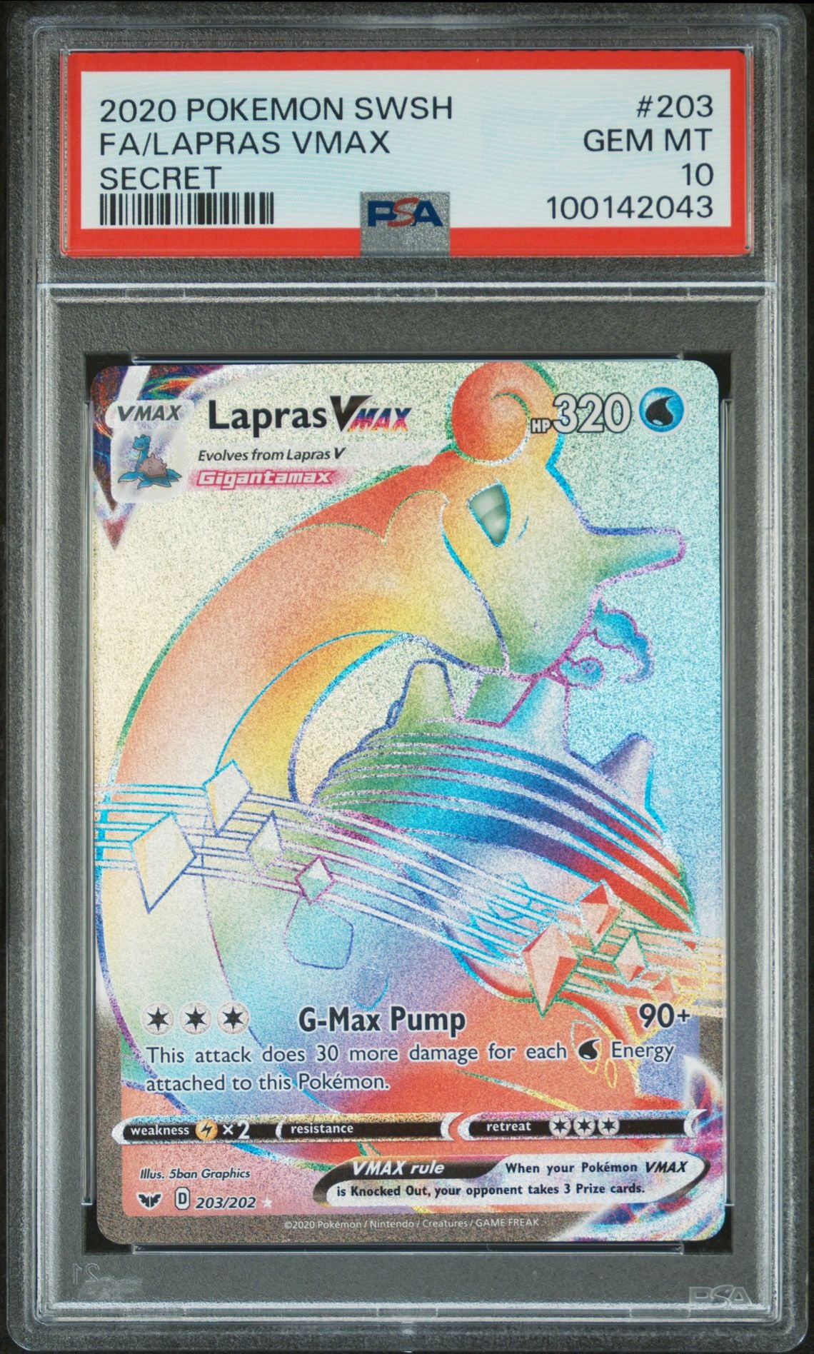 PSA 10 Lapras VMAX Secret Rare (EN)